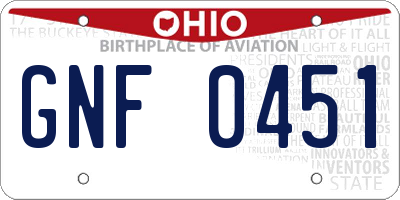 OH license plate GNF0451