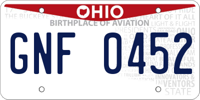 OH license plate GNF0452
