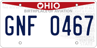 OH license plate GNF0467