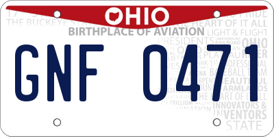 OH license plate GNF0471