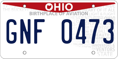 OH license plate GNF0473