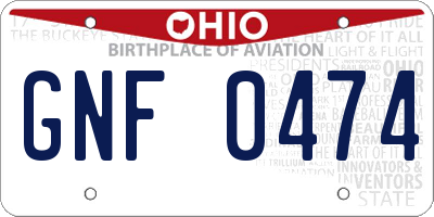 OH license plate GNF0474