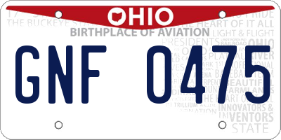 OH license plate GNF0475