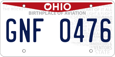 OH license plate GNF0476