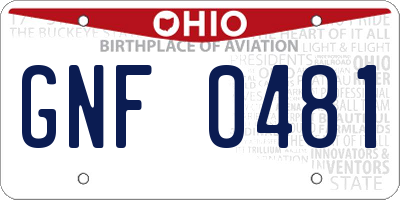 OH license plate GNF0481