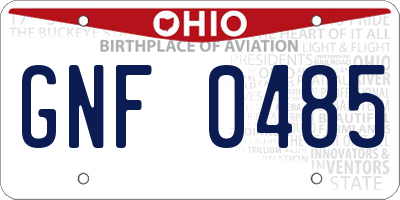 OH license plate GNF0485