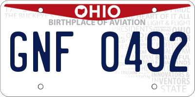 OH license plate GNF0492