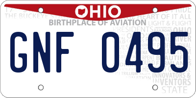 OH license plate GNF0495