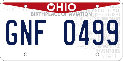 OH license plate GNF0499