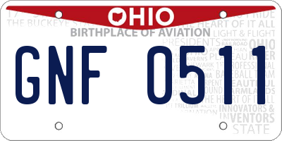 OH license plate GNF0511