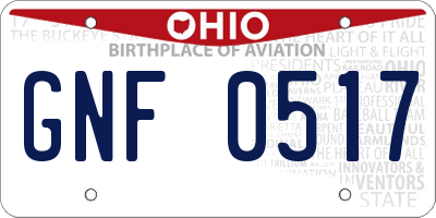 OH license plate GNF0517