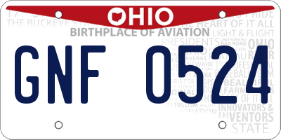 OH license plate GNF0524
