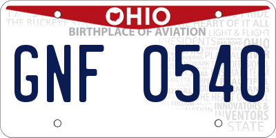 OH license plate GNF0540