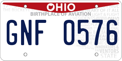 OH license plate GNF0576
