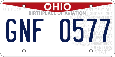 OH license plate GNF0577