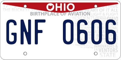 OH license plate GNF0606