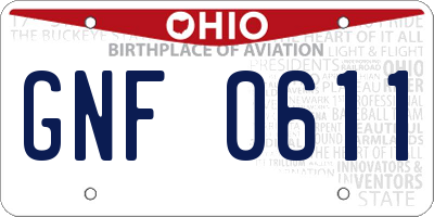 OH license plate GNF0611