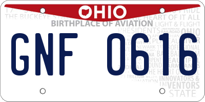 OH license plate GNF0616