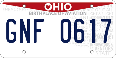OH license plate GNF0617