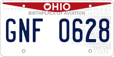 OH license plate GNF0628