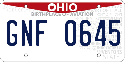 OH license plate GNF0645