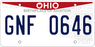 OH license plate GNF0646