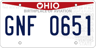 OH license plate GNF0651