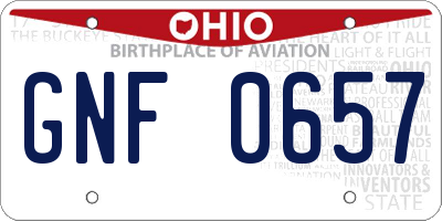 OH license plate GNF0657