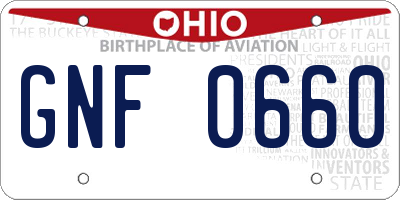 OH license plate GNF0660