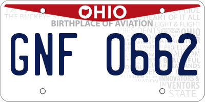 OH license plate GNF0662