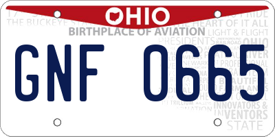 OH license plate GNF0665