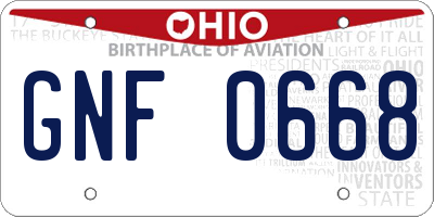 OH license plate GNF0668