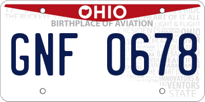 OH license plate GNF0678