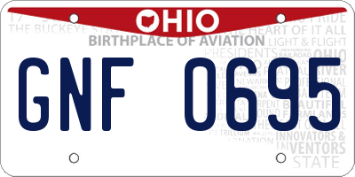 OH license plate GNF0695