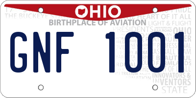 OH license plate GNF1001