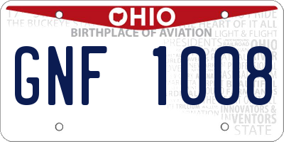 OH license plate GNF1008