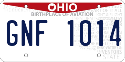 OH license plate GNF1014