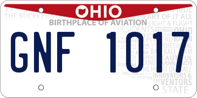 OH license plate GNF1017