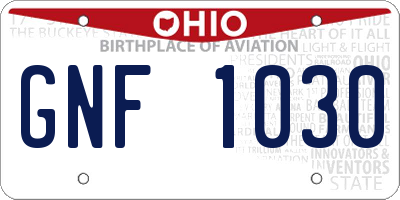 OH license plate GNF1030