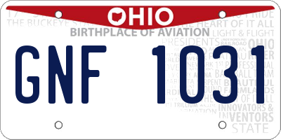 OH license plate GNF1031