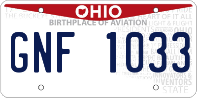 OH license plate GNF1033