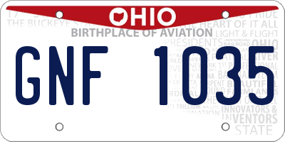 OH license plate GNF1035