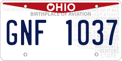 OH license plate GNF1037