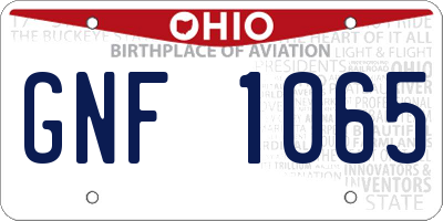 OH license plate GNF1065