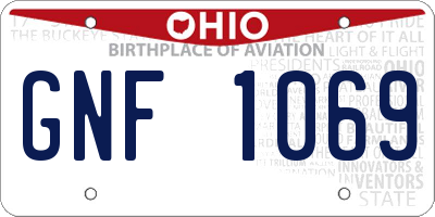 OH license plate GNF1069