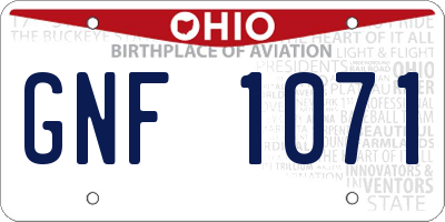 OH license plate GNF1071