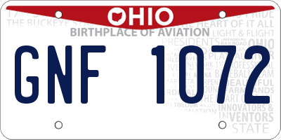 OH license plate GNF1072