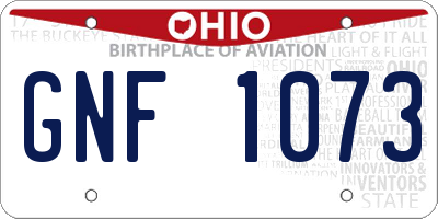 OH license plate GNF1073