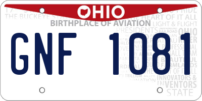 OH license plate GNF1081