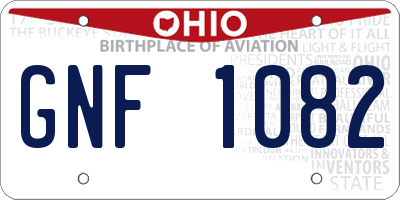 OH license plate GNF1082